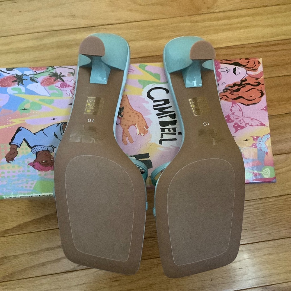 Jeffrey Campbell Abalone Slide Sandal Mint Satin SZ 10 - Picture 13 of 15